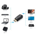 Preto HDMI para VGA adaptador de vídeo com cabo de áudio HDMI para VGA adaptador macho para fêmea com chipset 1080p para PC / HDTV